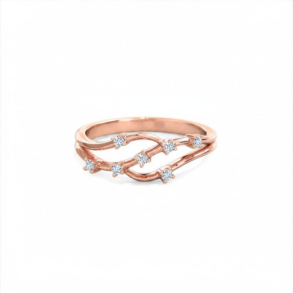 Wave Gold Diamond Ring