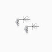 A pair of white stud earrings with square-cut clear gemstones, displayed on a clean white background with subtle reflections.