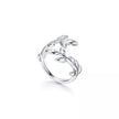 Women Silver ring with leaf design on a white background