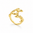 A gold Plated Silver women ring wrap ring designed in the shape of a leafy vine branch, shown on a clean white background.