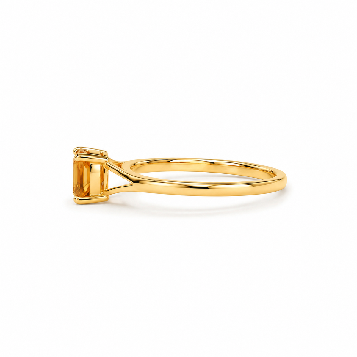 Amber Dew Emerald-Cut Ladies Gold Ring for women in Pakistan, yellow gold side profile