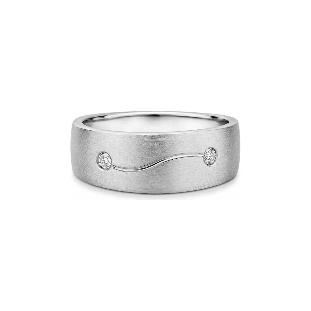 Arc Duo men's diamond ring twin diamond and curved groove detail