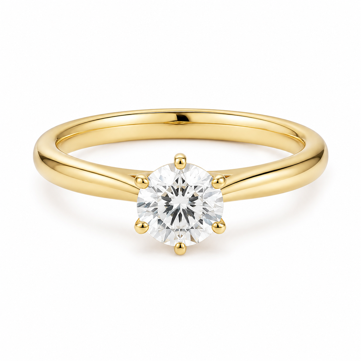 Celestia round lab-grown diamond solitaire ring in polished 18K yellow gold