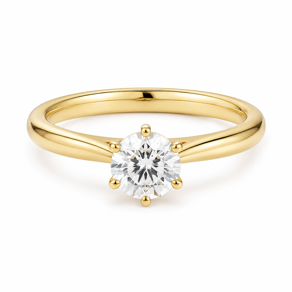 Celestia round lab-grown diamond solitaire ring in polished 18K yellow gold