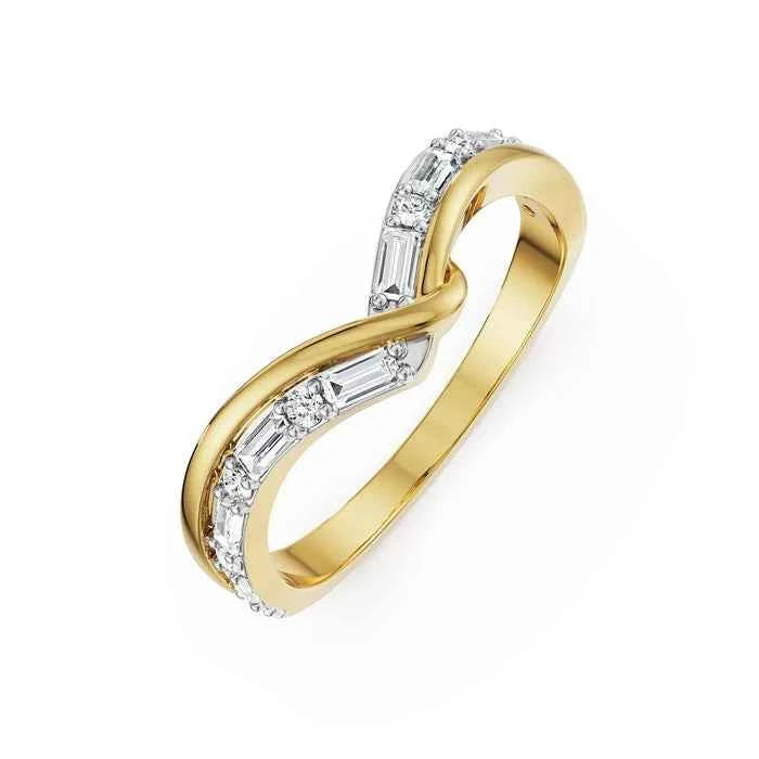 Chevron Baguette Gold Diamond Ring