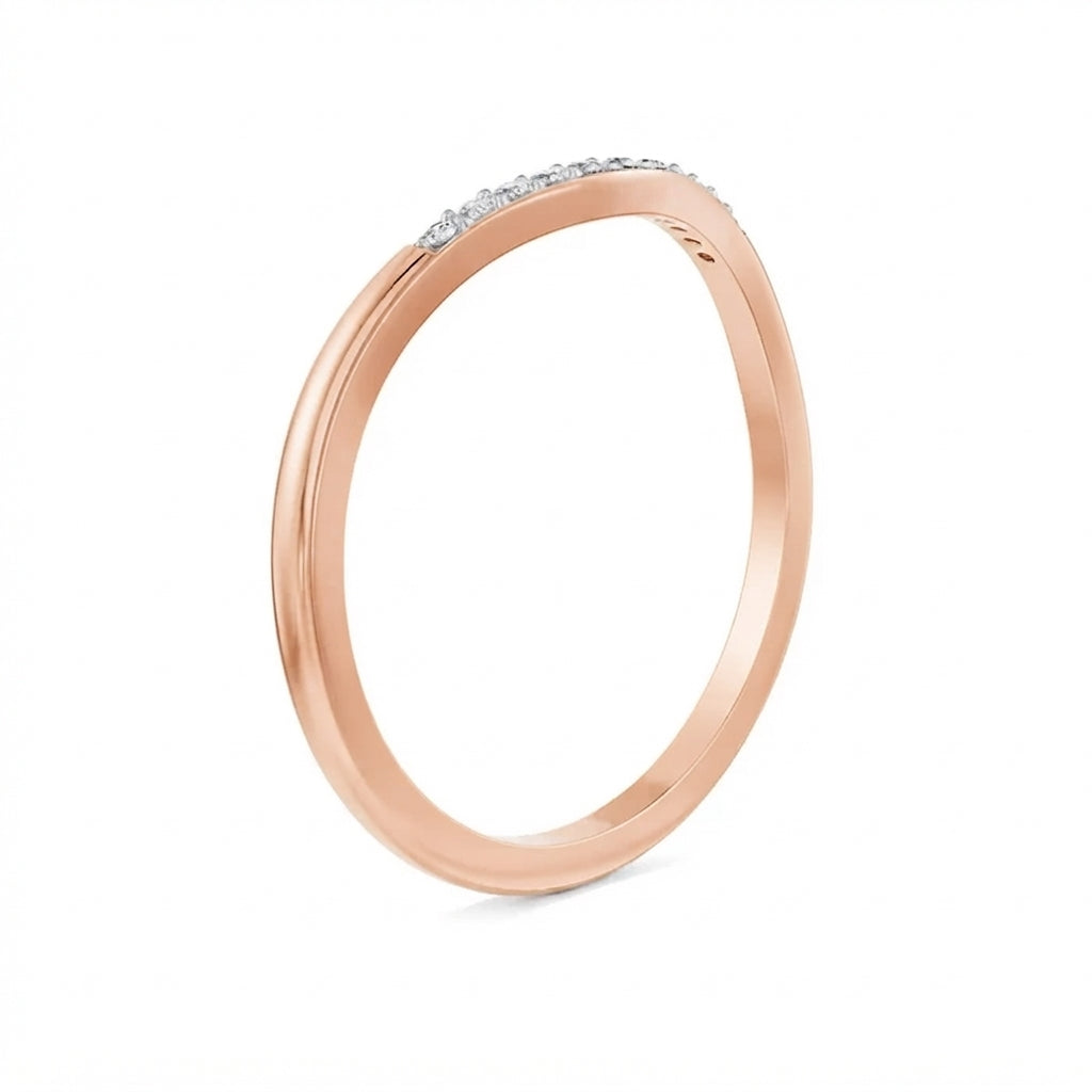Curved Pavé Gold Diamond Band rose gold rear view – gold diamond ring for women in Pakistan