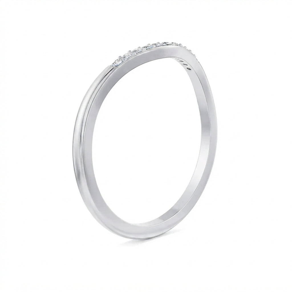 Curved Pavé Gold Diamond Band white gold rear profile view – gold diamond ring for women in Pakistan