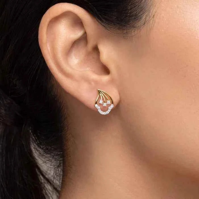 Drop Star Gold Diamond Earrings