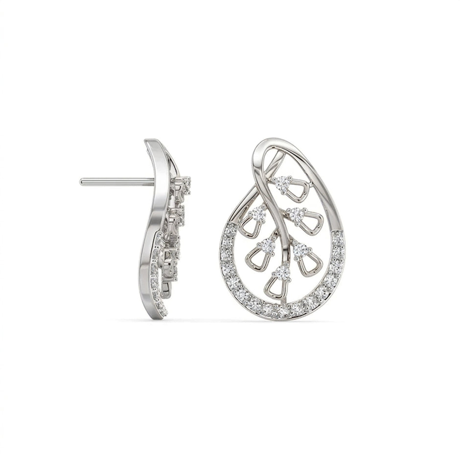 Gold diamond earring – Dropping Leaf, women’s earring style 7 | Khatim Jewels