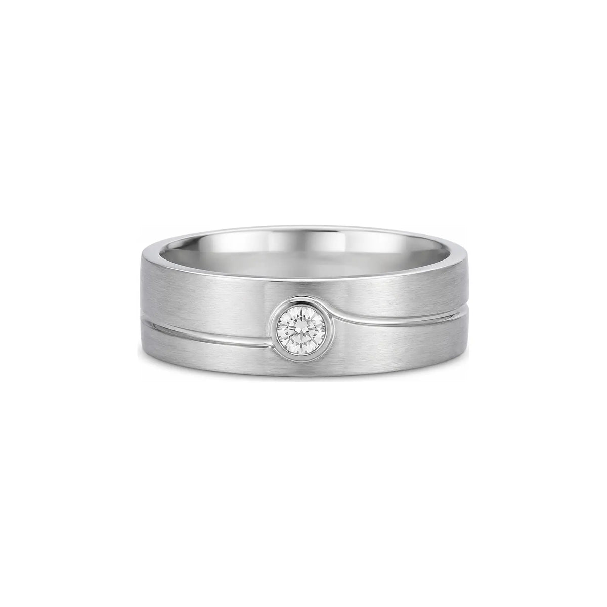 Eclipse Offset Men Diamond Ring in white metal, front hero view