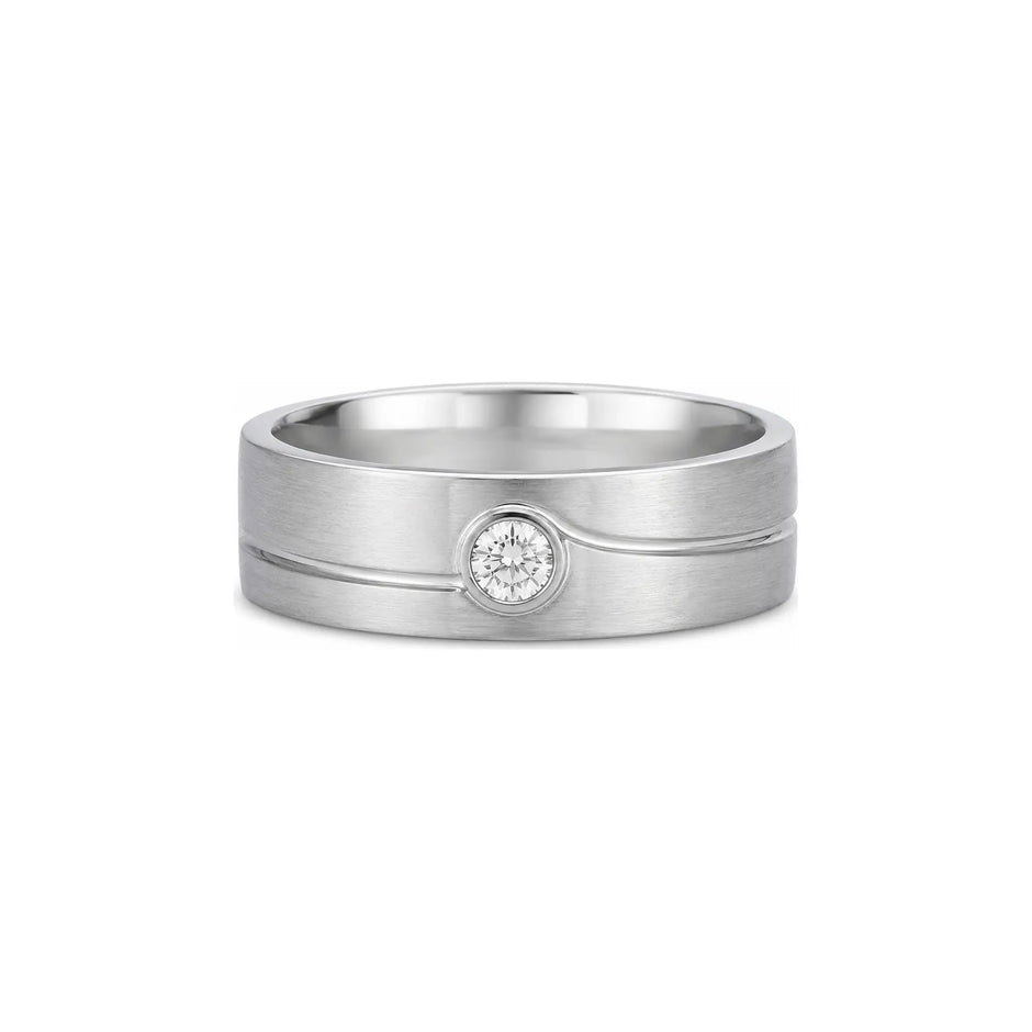 Eclipse Offset Men Diamond Ring in white metal, front hero view