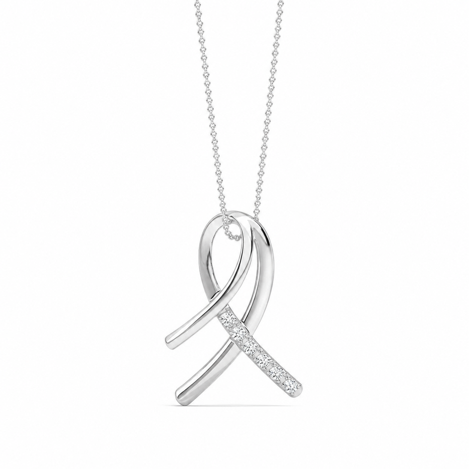 Ribbon Gold Diamond Pendant