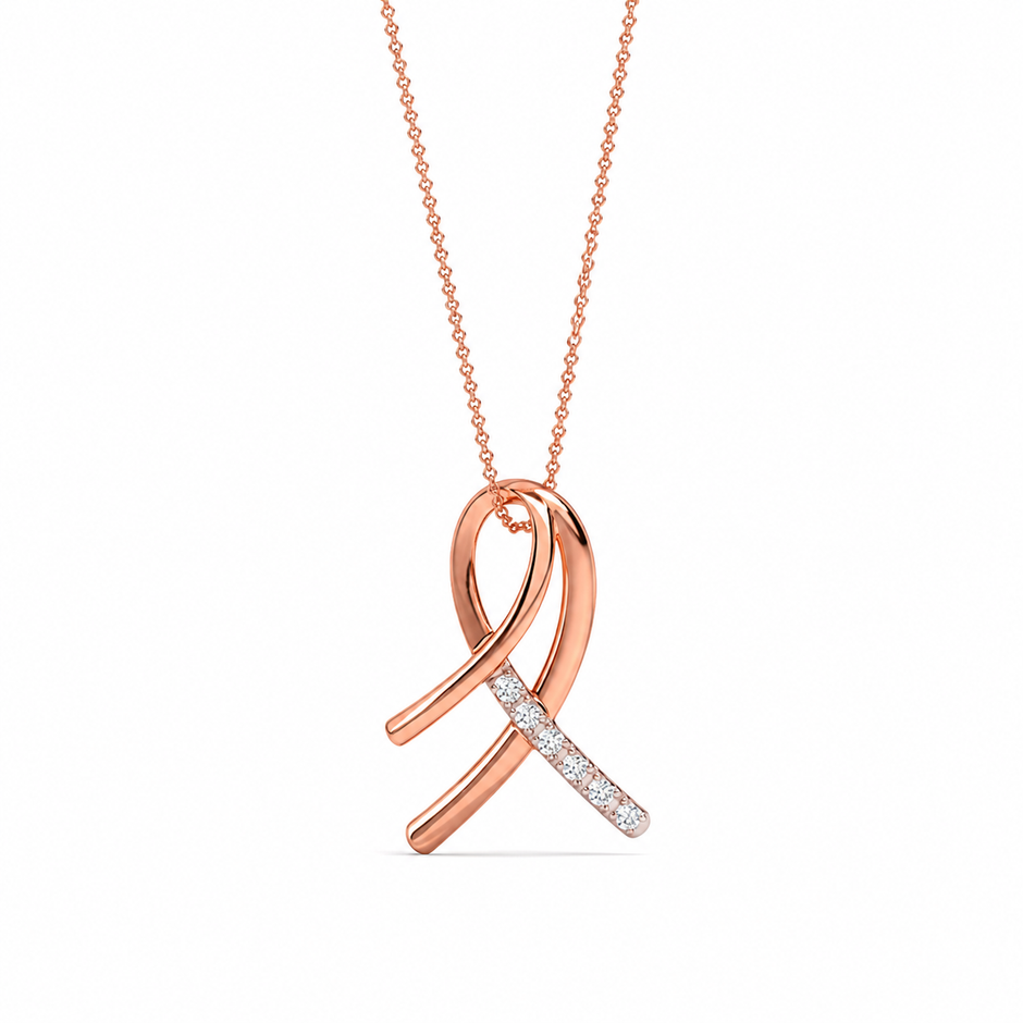 Ribbon Gold Diamond Pendant