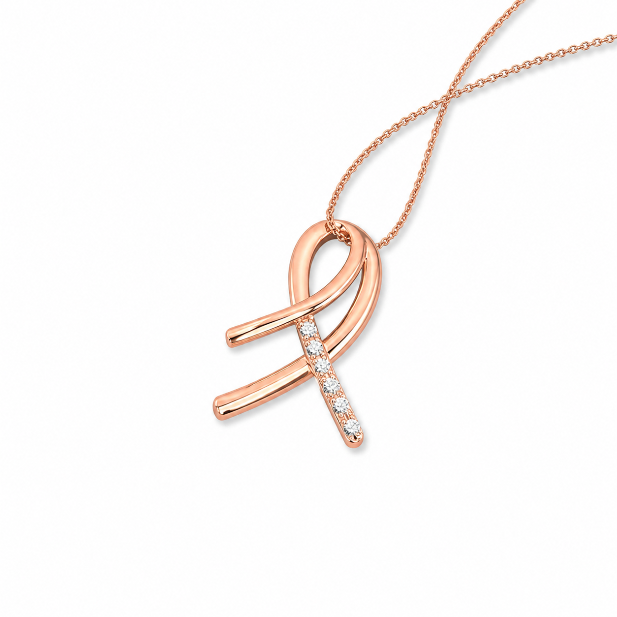 Ribbon Gold Diamond Pendant
