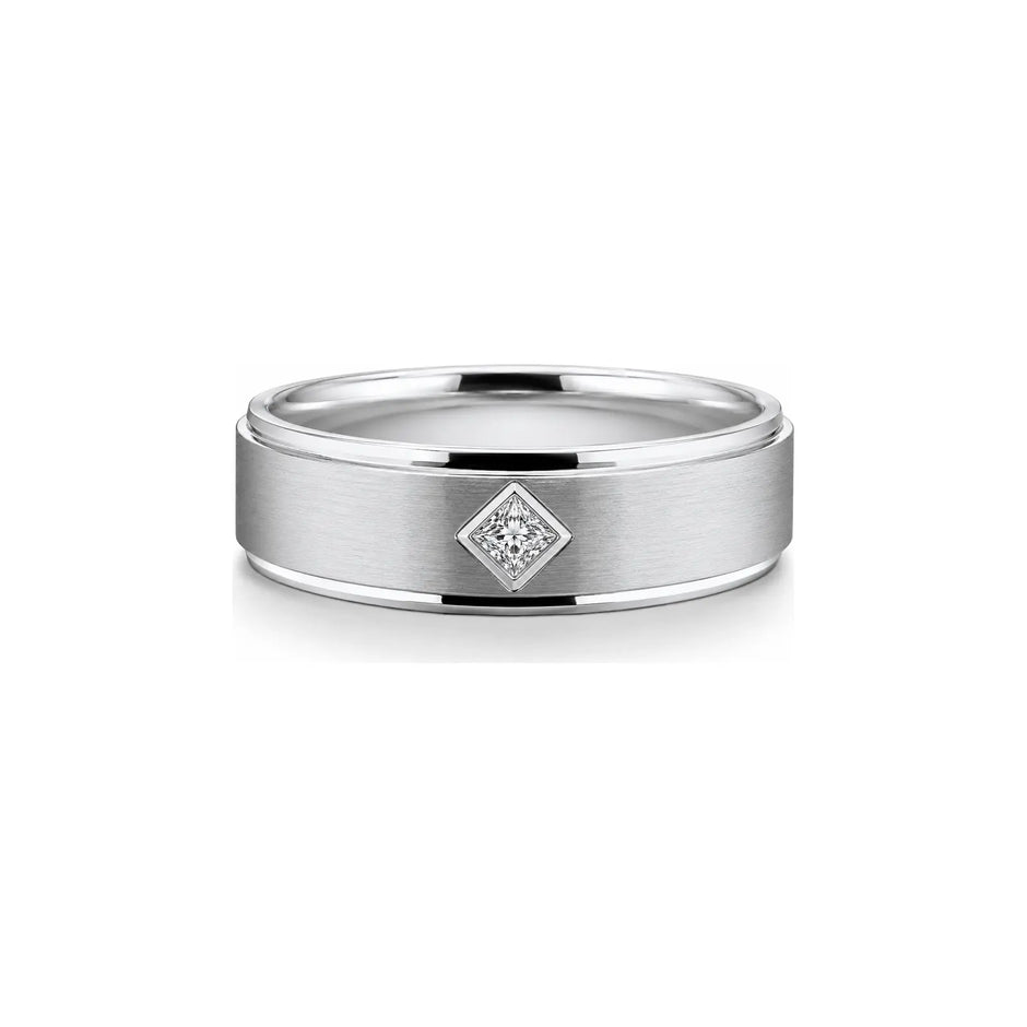 Keystone Princess Men Diamond Ring in white metal, front hero view