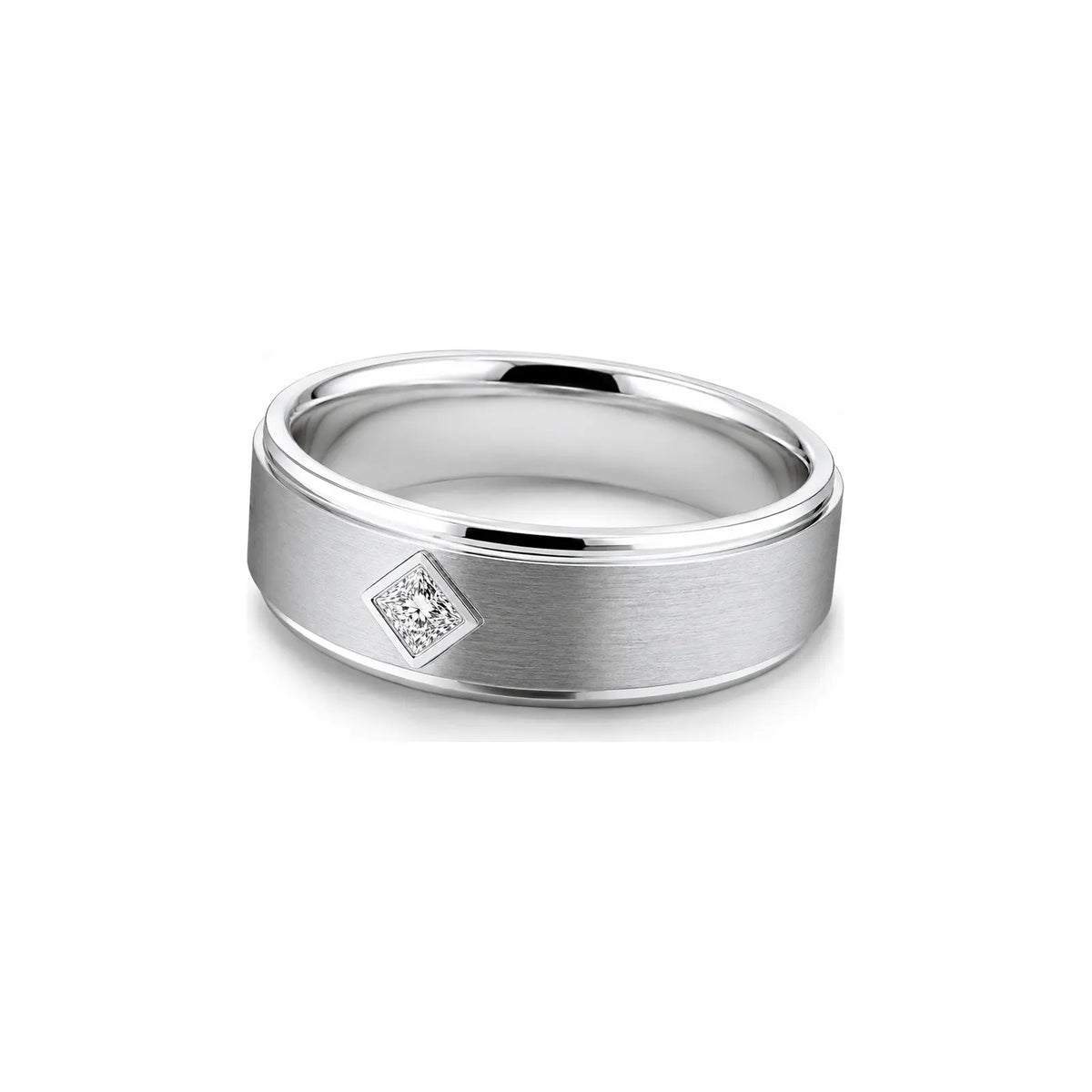 Keystone Princess Men Diamond Ring in white metal, three-quarter view