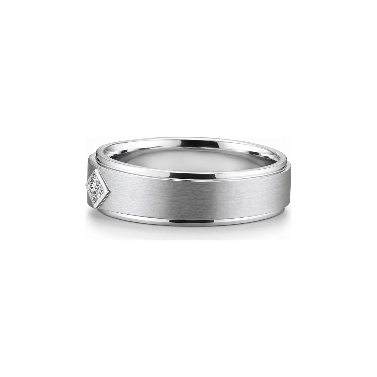 Keystone Princess Men Diamond Ring in white metal, side profile view