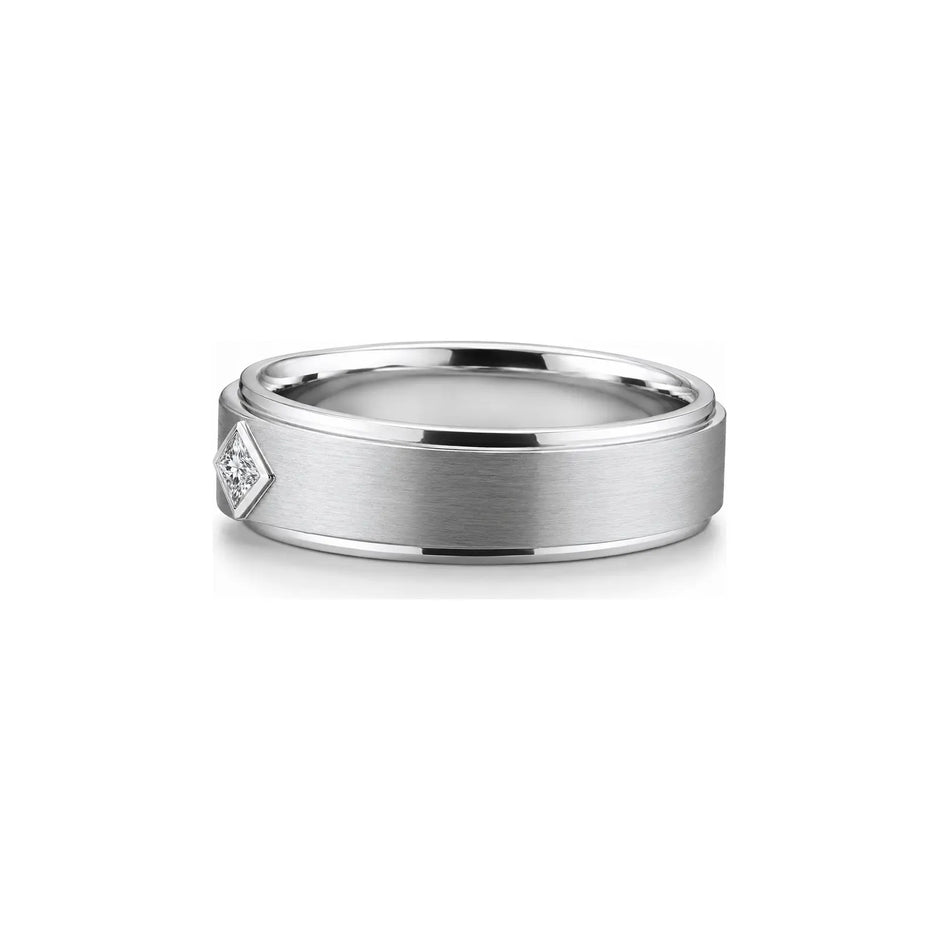 Keystone Princess Men Diamond Ring in white metal, side profile view