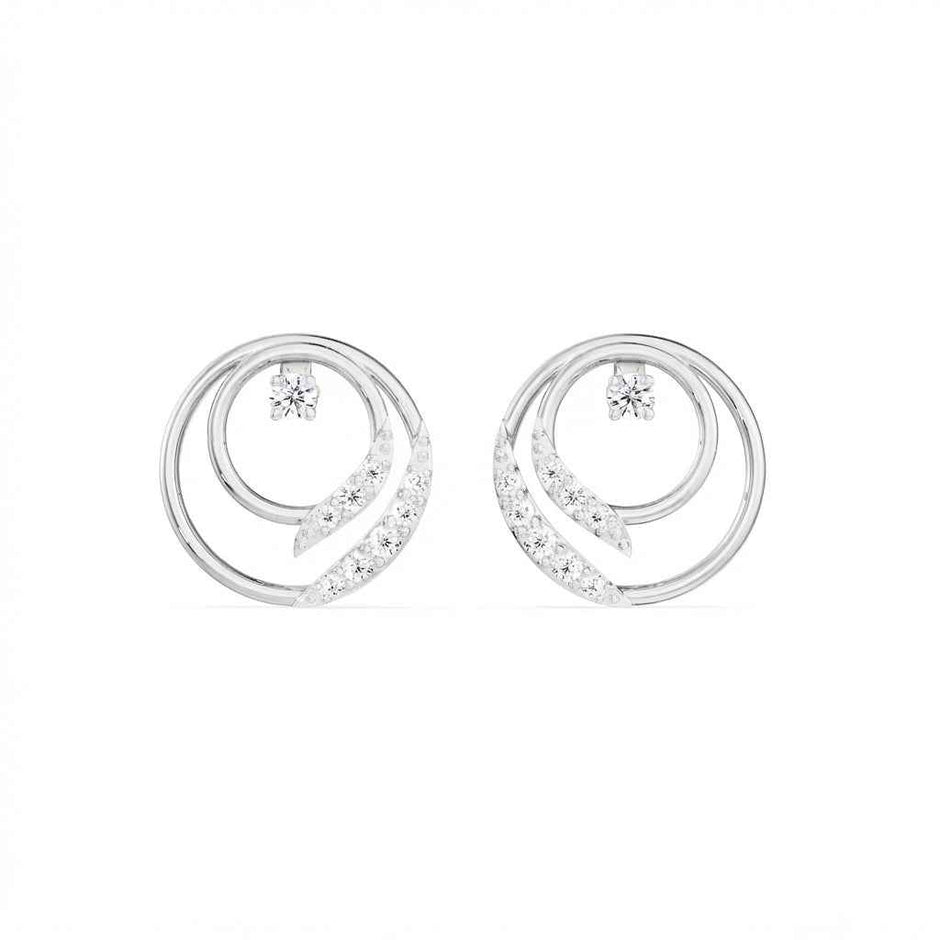 Orbit Swirl Gold Diamond Stud Earrings