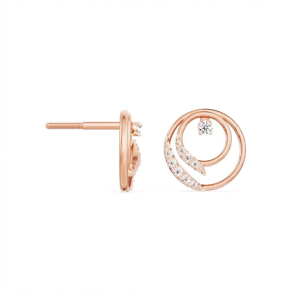 Gold diamond earring – Orbit Swirl, pair detail view 4 | Khatim Jewels