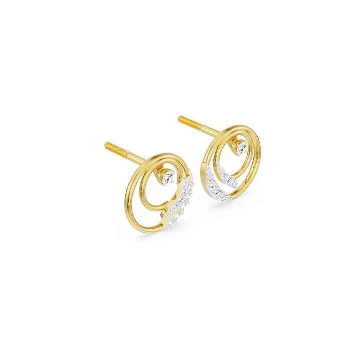 Orbit Swirl Gold Diamond Stud Earrings
