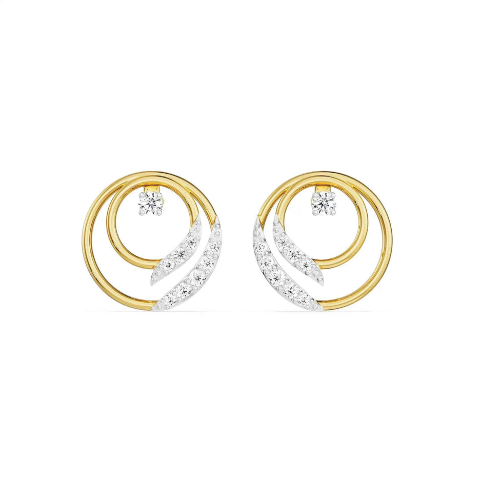 Orbit Swirl Gold Diamond Stud Earrings
