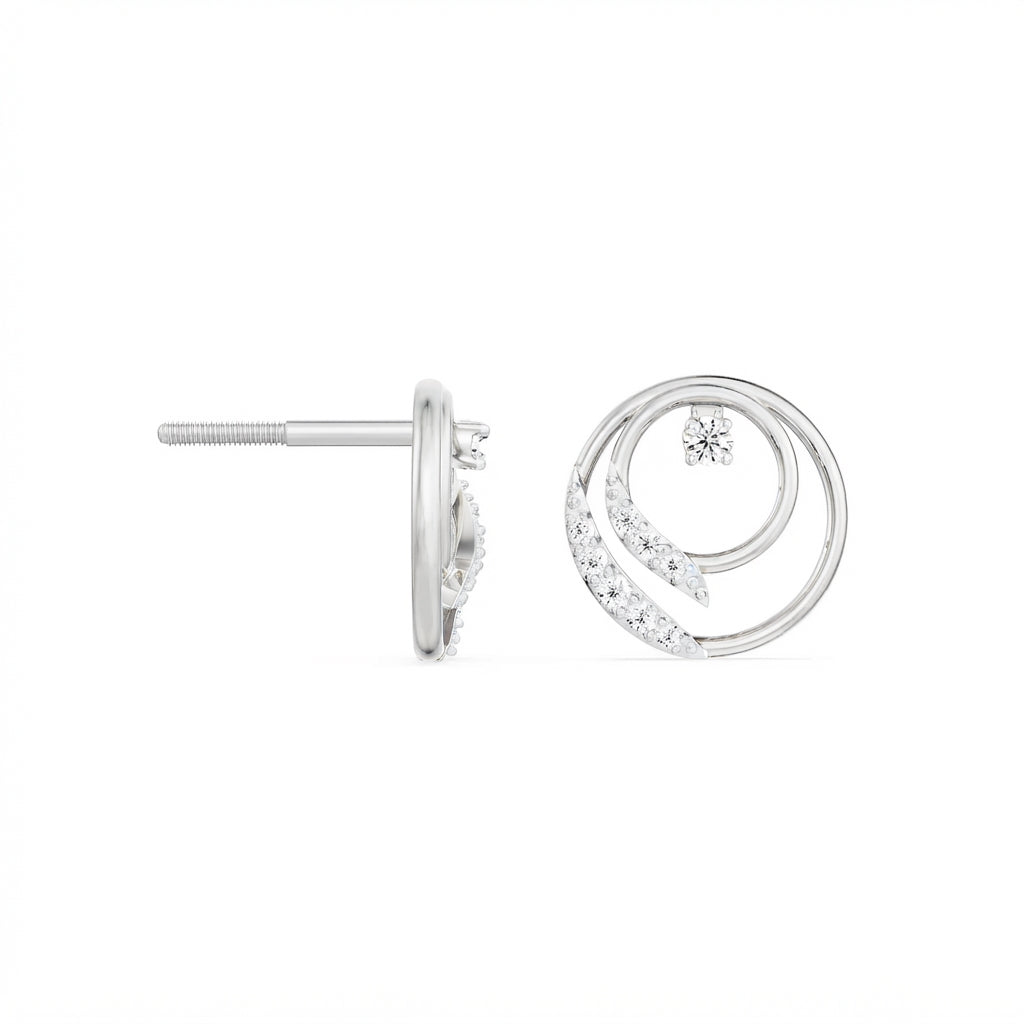 Gold diamond earring – Orbit Swirl, studio product view 10 | Khatim Jewels
