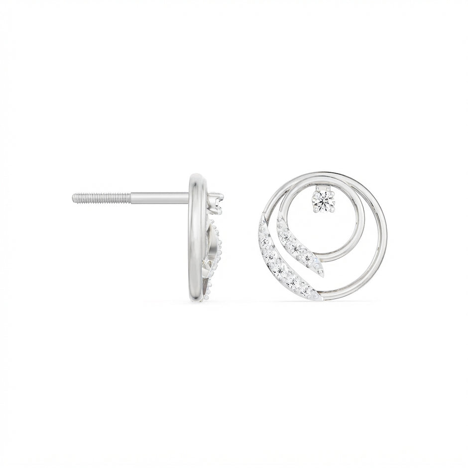 Gold diamond earring – Orbit Swirl, studio product view 10 | Khatim Jewels