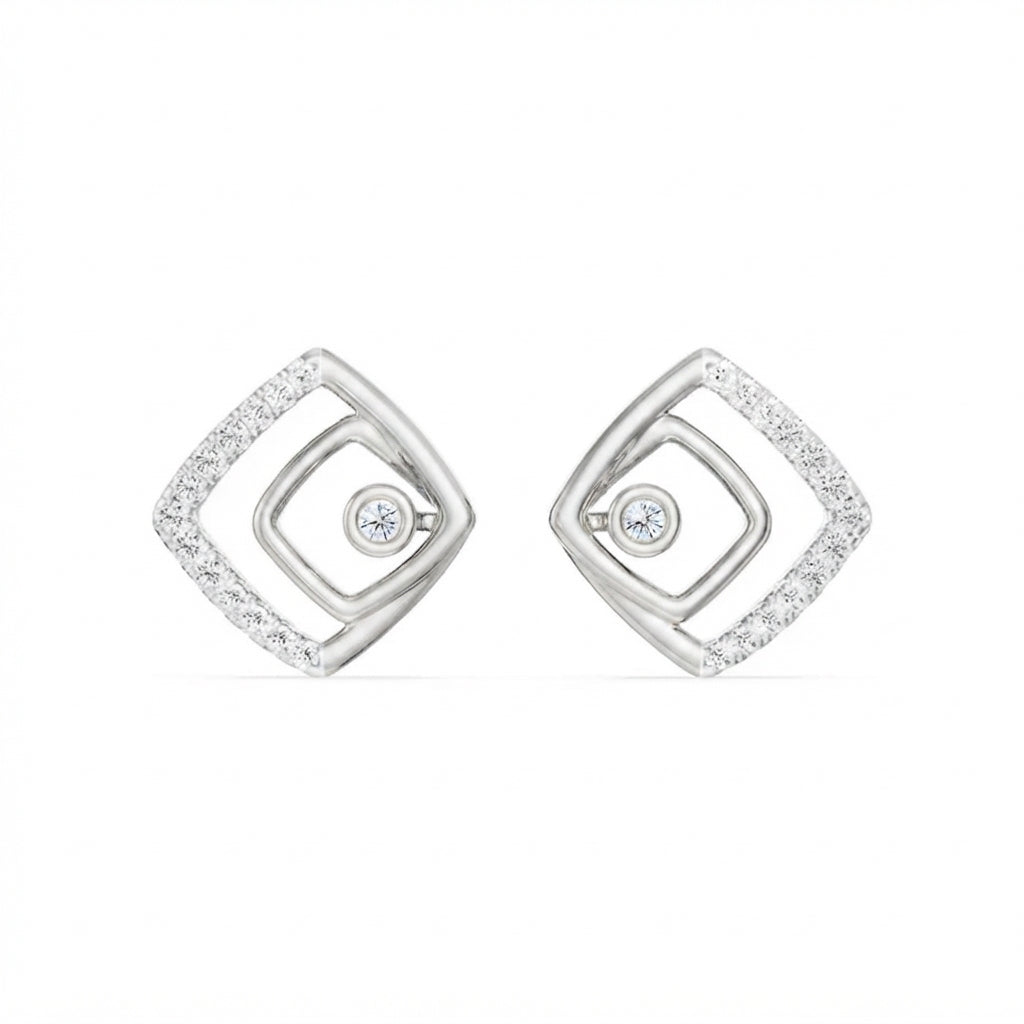 Gold diamond earring – Geometric Halo, gift jewellery view 9 | Khatim Jewels