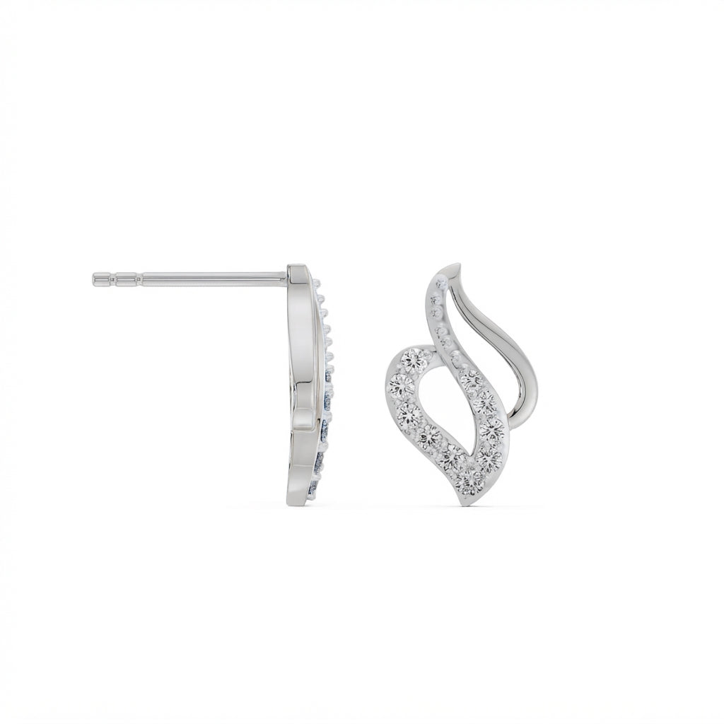 Gold diamond earring – Flame Leaf, pair detail view 4 | Khatim Jewels