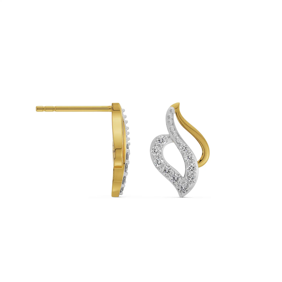 Gold diamond earring – Flame Leaf, gift jewellery view 9 | Khatim Jewels