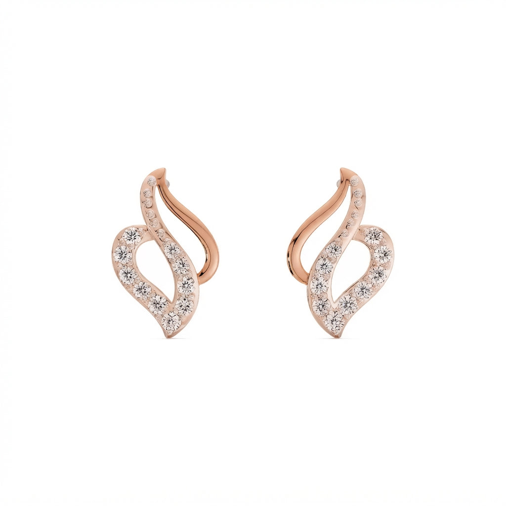 Gold diamond earring – Flame Leaf, polished metal detail 11 | Khatim Jewels