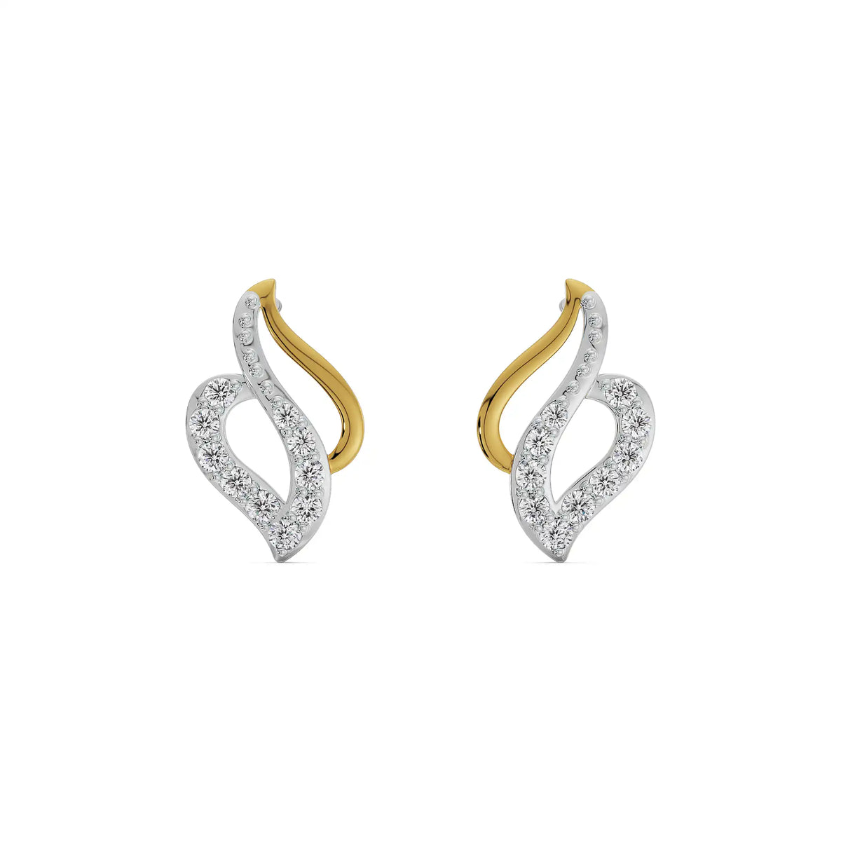 Gold diamond earring – Flame Leaf, wearing style view 12 | Khatim Jewels