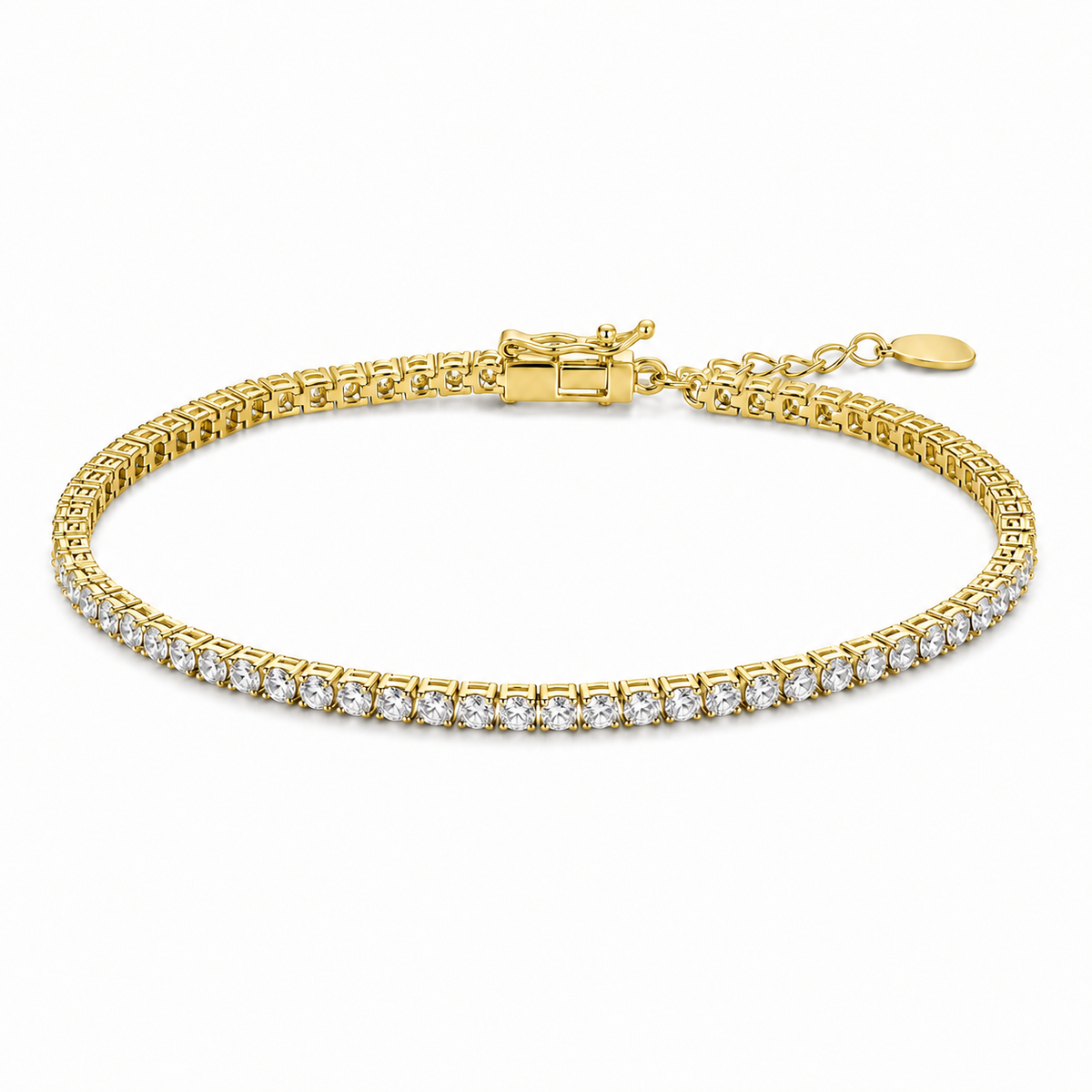Meher Tennis Line Women Silver Bracelet in yellow finish 925 sterling silver, complete studio catalog view