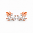 Noor Crown Zircon Silver Stud Earrings in rose finish 925 sterling silver, matching pair studio view