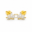 Noor Crown Zircon Silver Stud Earrings in yellow finish 925 sterling silver, matching pair studio view
