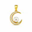 Noor Pearl Crescent Silver Pendant in yellow finish 925 sterling silver, front studio view