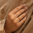 Noor Wave Plain Ladies Gold Ring for women in Pakistan, yellow gold ring worn on a Pakistani woman's hand