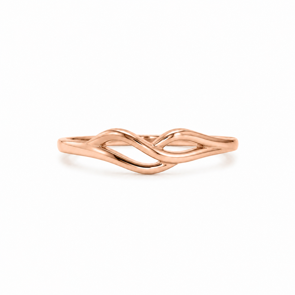 Noor Wave Plain Ladies Gold Ring for women in Pakistan, rose gold side profile