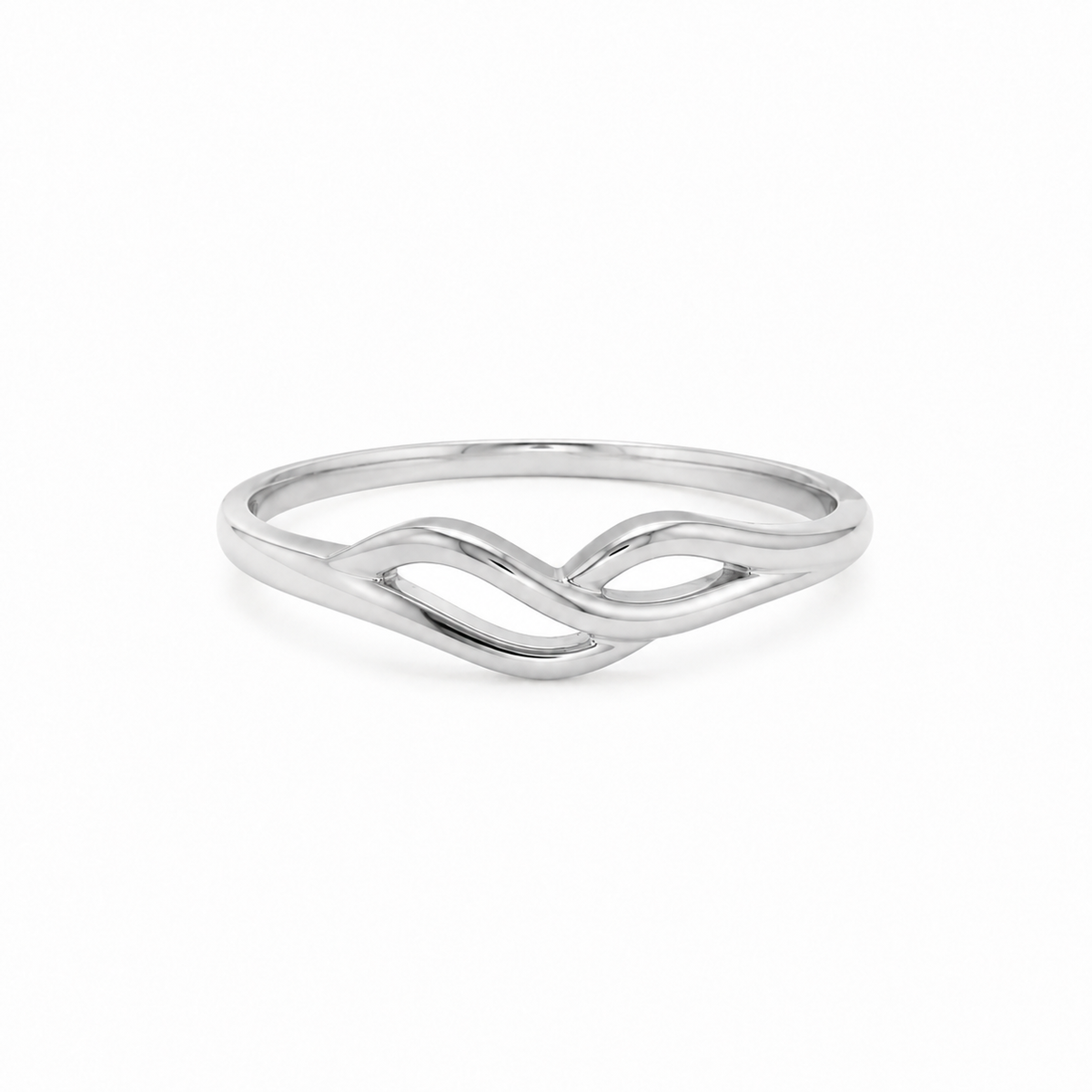 Noor Wave Plain Ladies Gold Ring for women in Pakistan, white gold side profile