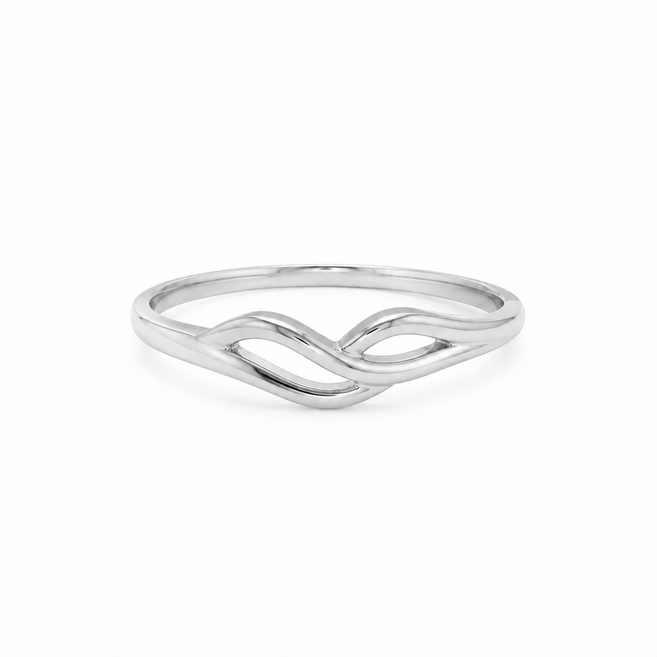 Noor Wave Plain Ladies Gold Ring for women in Pakistan, white gold side profile