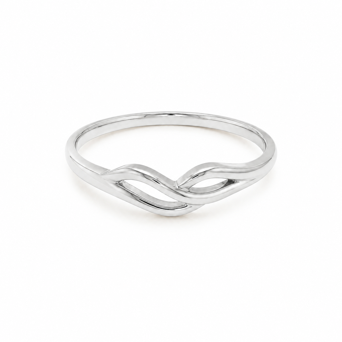 Noor Wave Plain Ladies Gold Ring for women in Pakistan, white gold top view