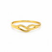 Noor Wave Plain Ladies Gold Ring for women in Pakistan, yellow gold front three-quarter view