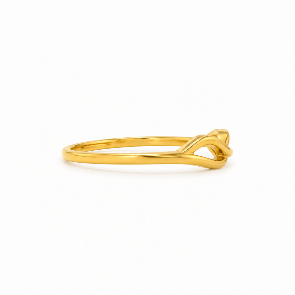 Noor Wave Plain Ladies Gold Ring for women in Pakistan, yellow gold side profile