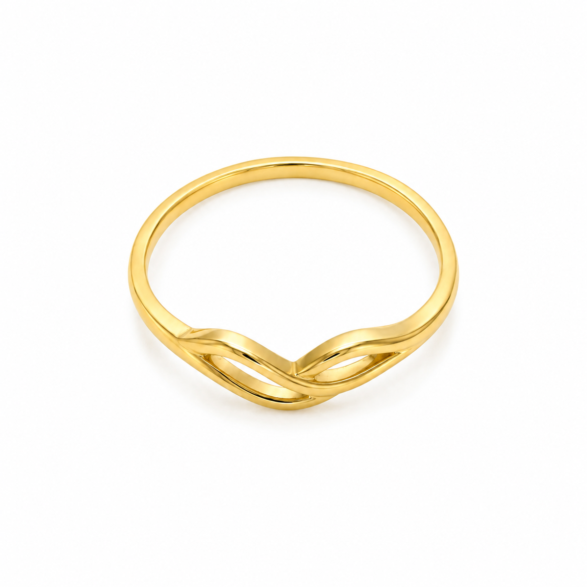 Noor Wave Plain Ladies Gold Ring for women in Pakistan, yellow gold top view