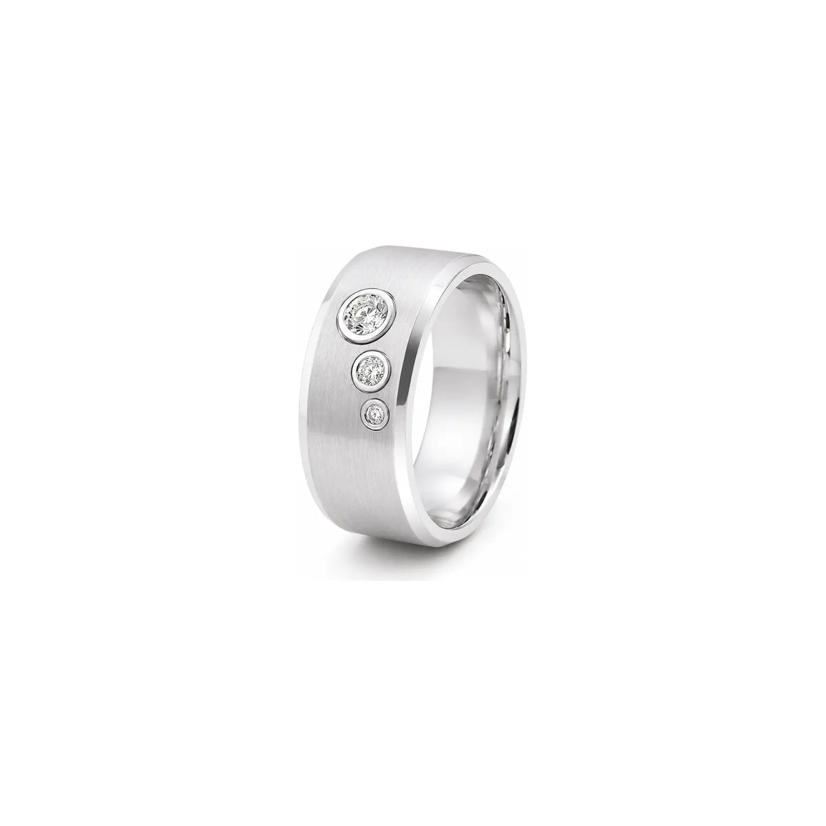 Nova Trio Men Diamond Ring in white metal, front hero view