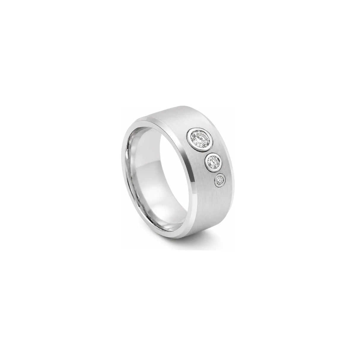 Nova Trio Men Diamond Ring in white metal, three-quarter view