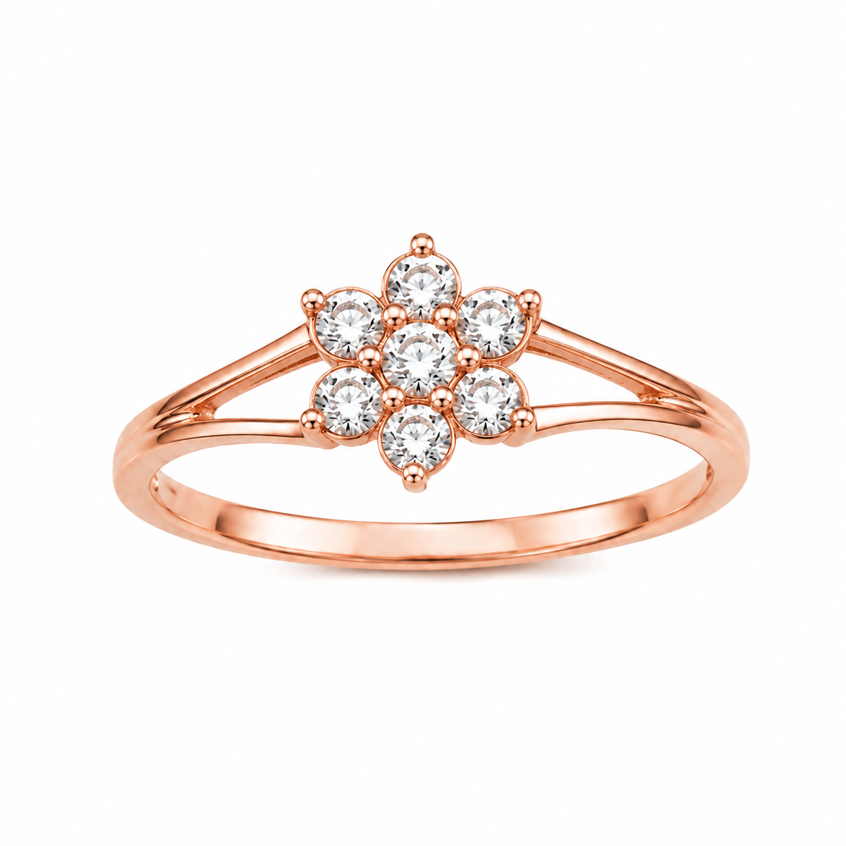 Petal Halo Cluster Ladies Gold Ring for women in Pakistan, rose gold front three-quarter view