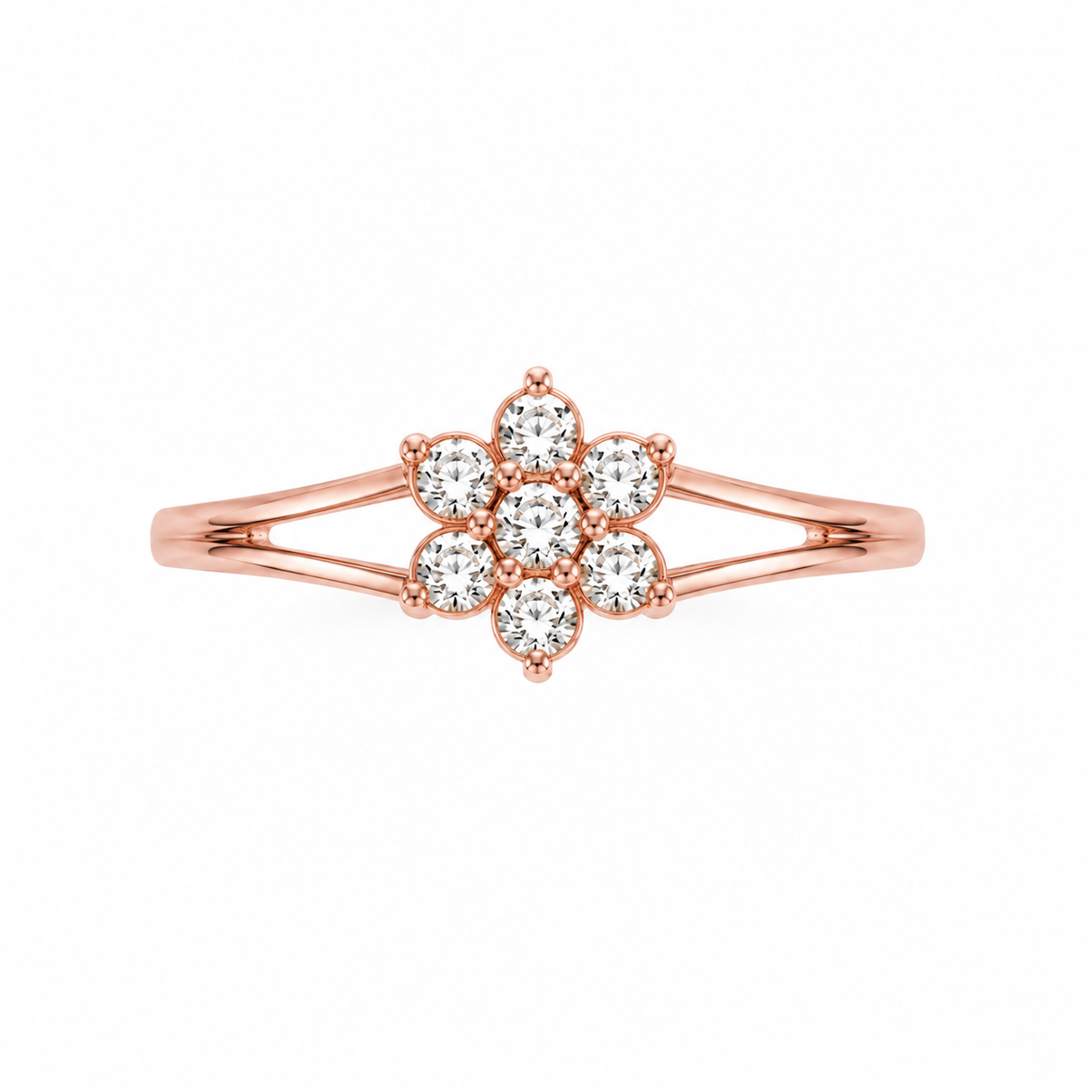 Petal Halo Cluster Ladies Gold Ring for women in Pakistan, rose gold top view
