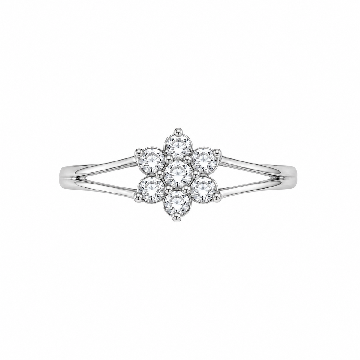 Petal Halo Cluster Ladies Gold Ring for women in Pakistan, white gold top view